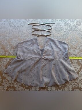 SHEIN Cream Pink Halter Top Peplum Camisole